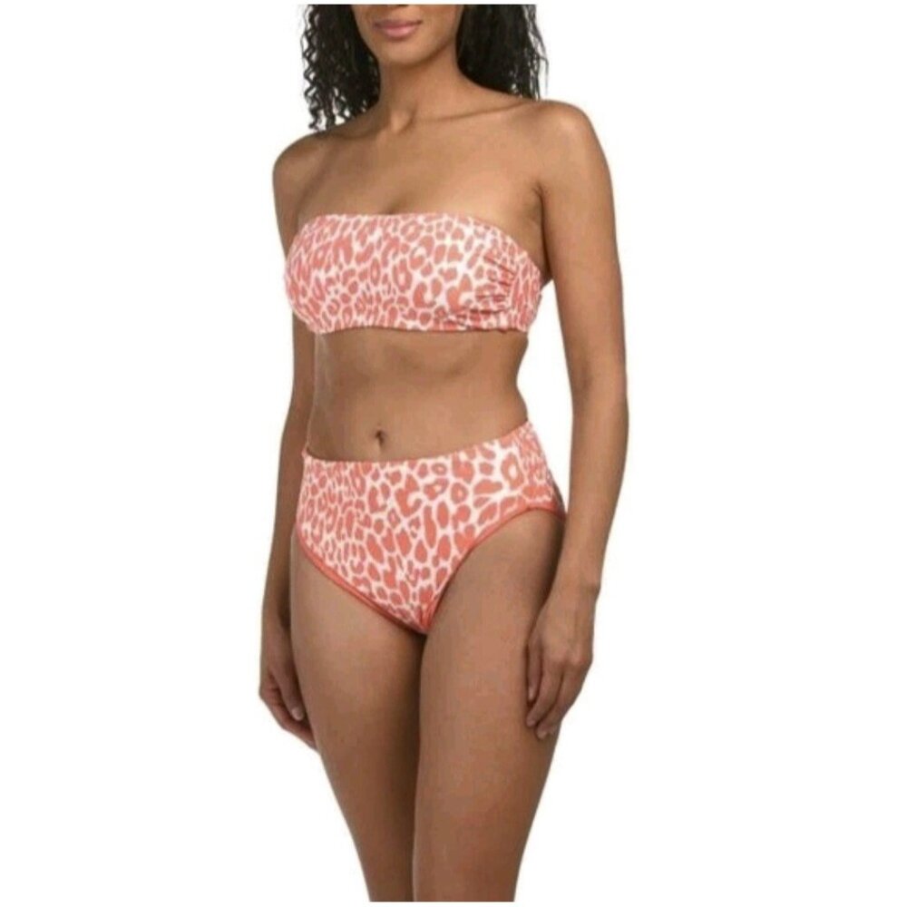 New Carmen Marc Valvo - S Melon Reversible Bandeau 2pc Swimsuit Bikini Set‎ $168